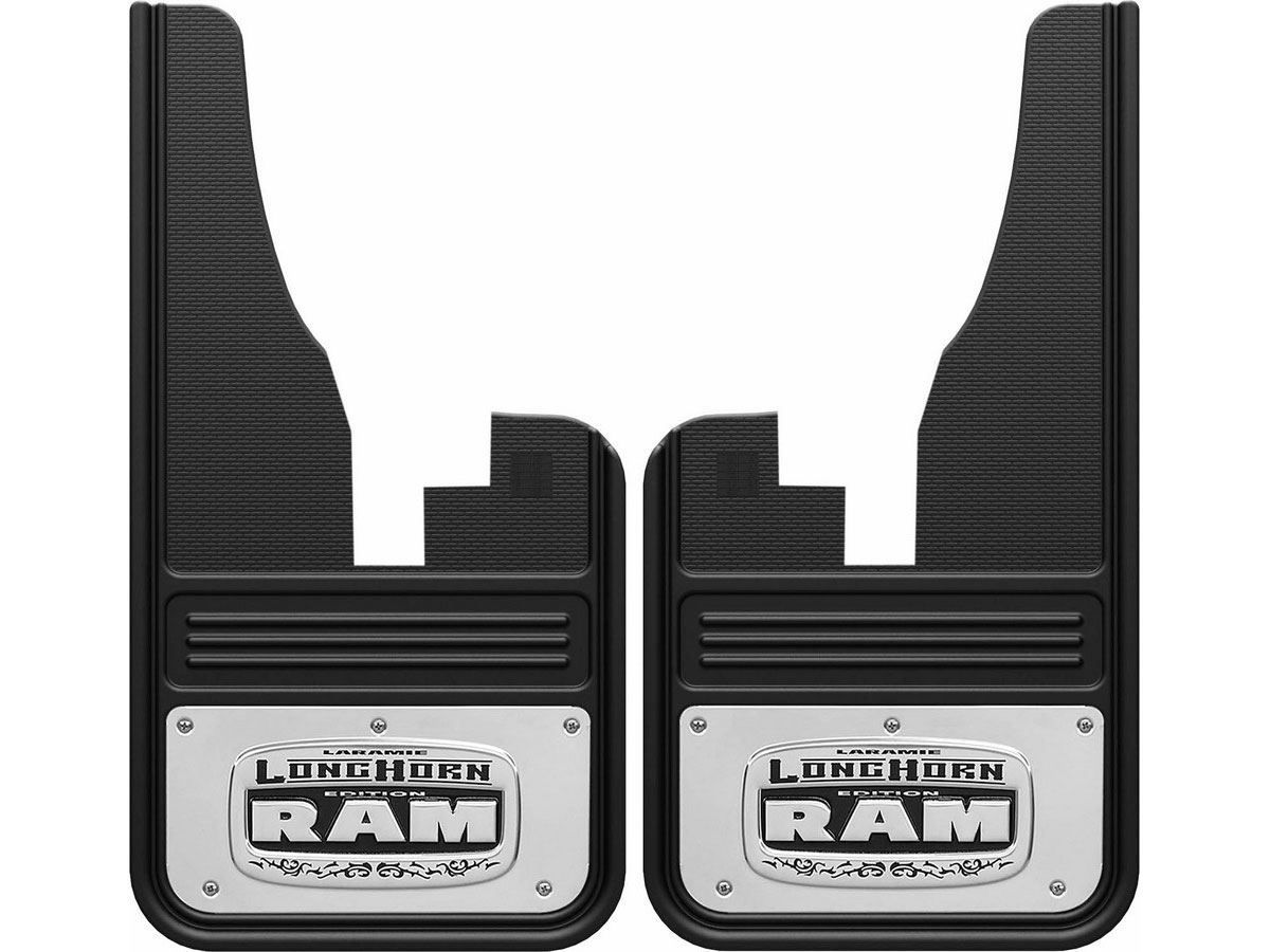 Gatorback 2009-2018 Dodge Ram 1500; 10-19 Ram 2500/3500 Black Longhorn Logo Front Mudflaps 