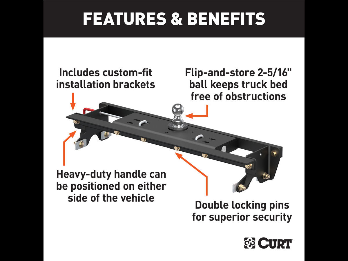 DSI Automotive Curt Manufacturing DoubleLock Gooseneck Hitch/Install Kit Incl. Hitch PN